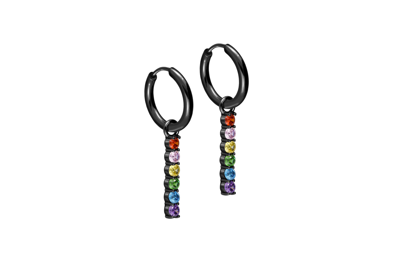 Chirurgenstahl Ohrclicker Creolen BUNTER KRISTALLBALKEN von Piercingline